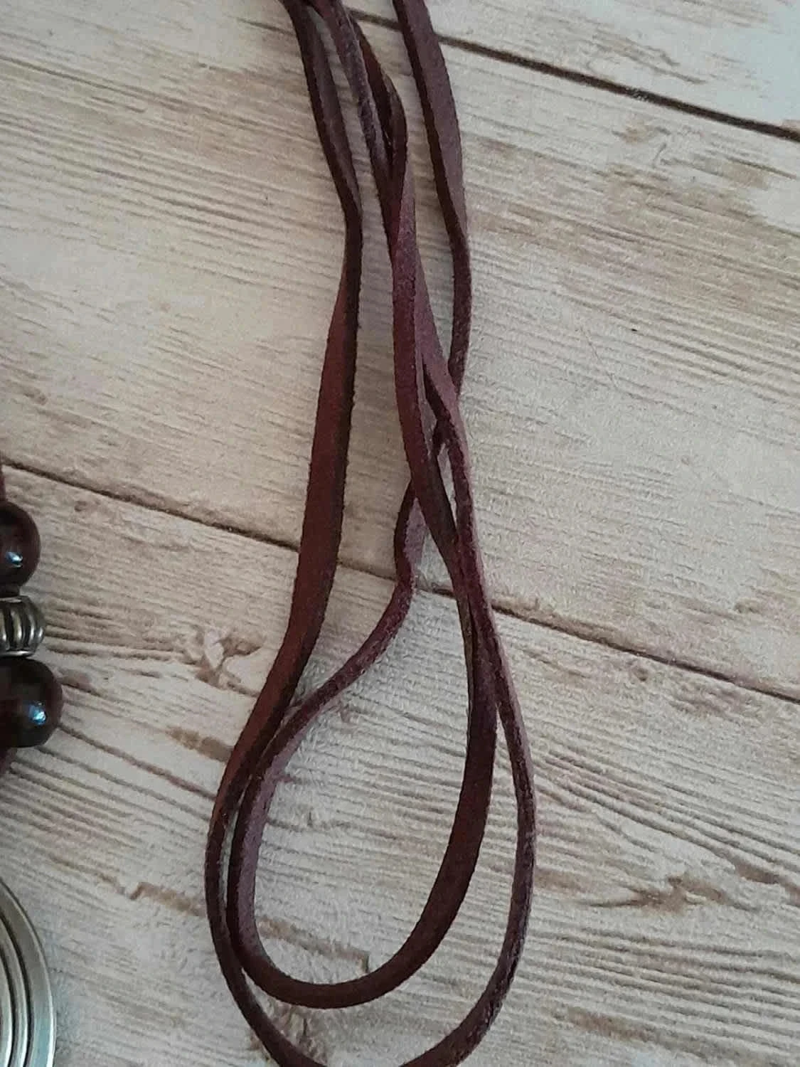 Women's necklace, Ethnic style, gold-tone and brown beads – photo 3